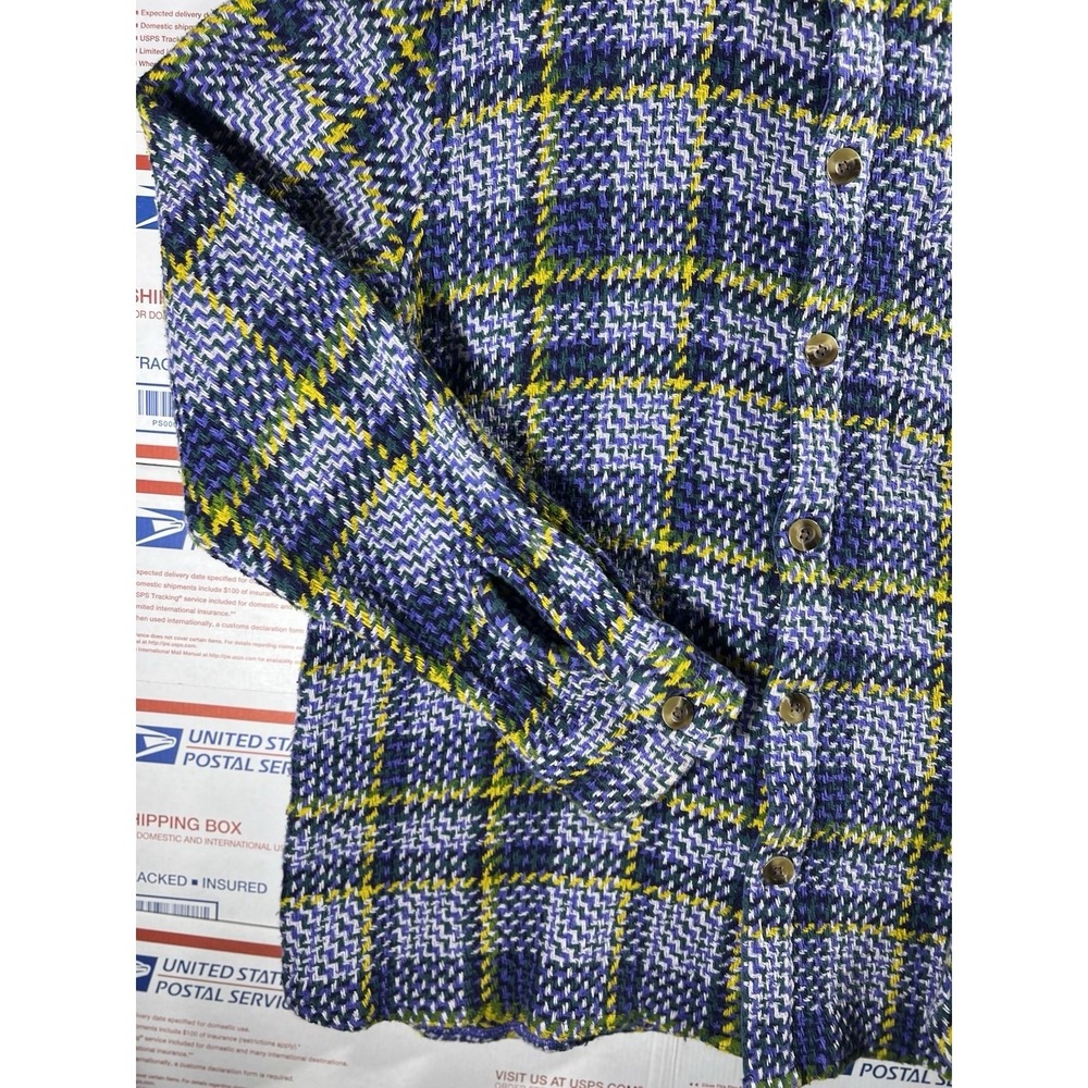 Urban Outfitters Men's‎ Flannel Plaid Woven Twill Shirt Size M Blue/Green - Picture 4 of 9